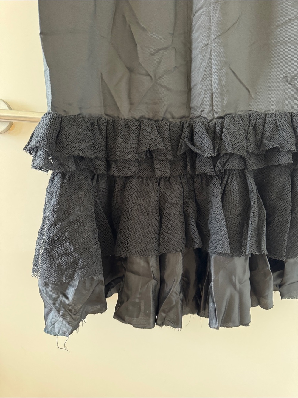 Black Slip Dress with Ruffle Hem - Picture 4 of 5